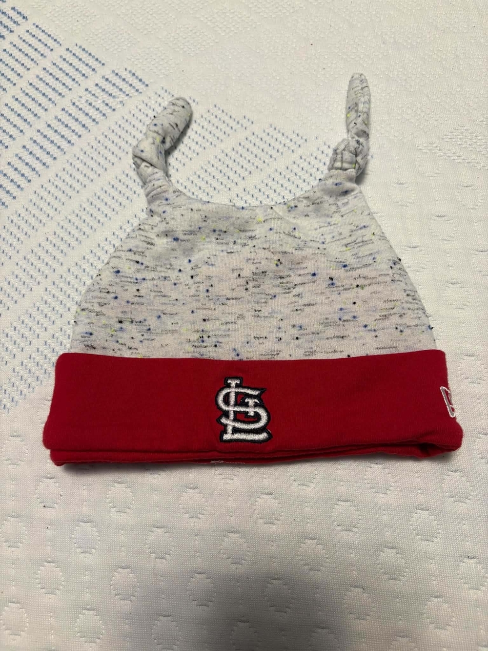 St. Louis Cardinals Baby Knot Beanie - Red & Heather Grayish/White